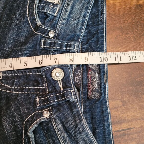 Silver Jeans Size 25 Suki Flap Capri Embelllished Ripped Dark Wash Stretch - Picture 10 of 13